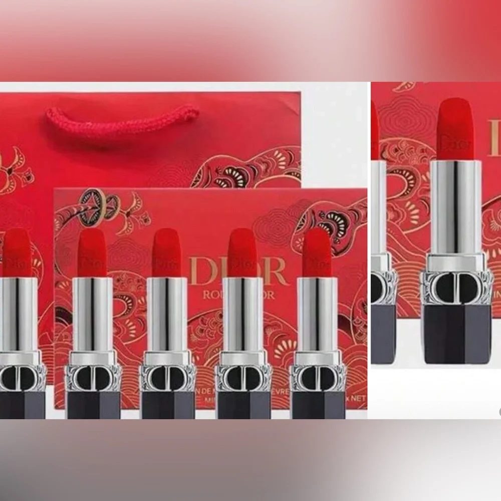 Dior Red Lipstick Collection Sleek Metallic Design ships in beautiful Dior box